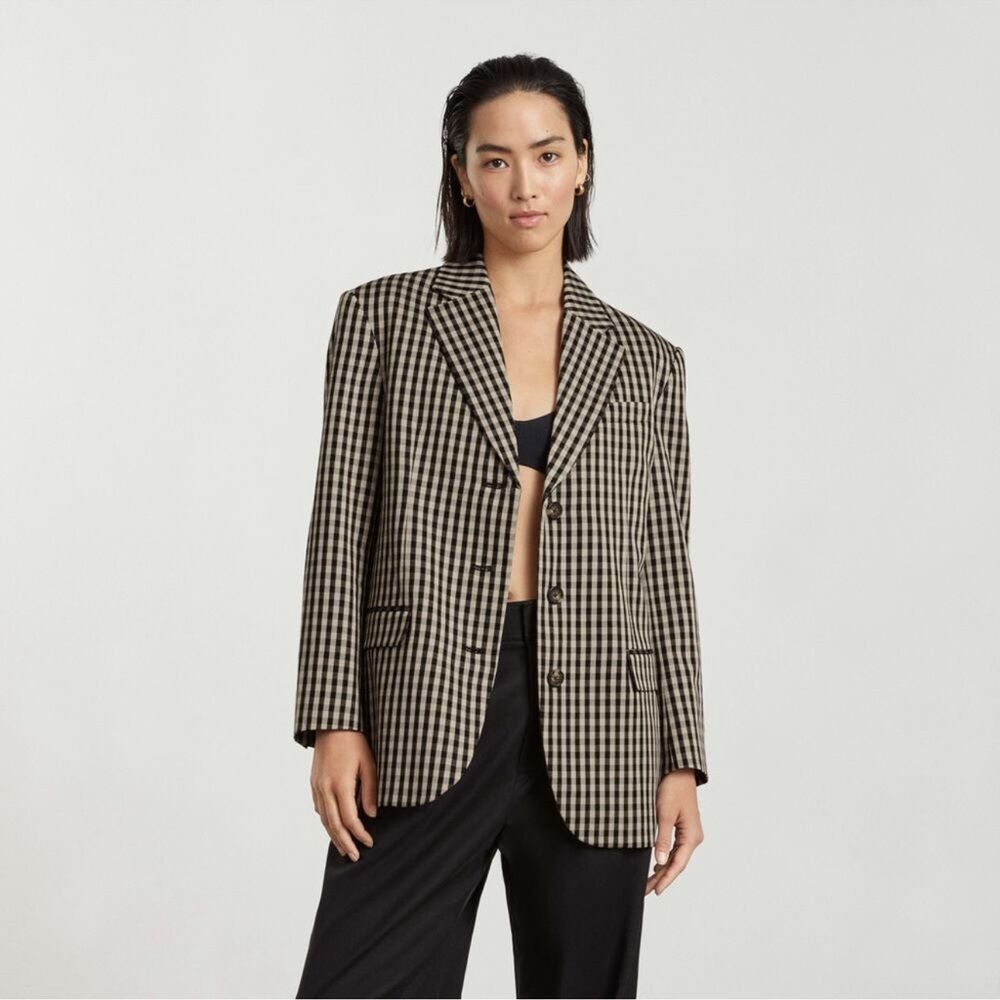 Everlane Checkered Blazer - Black and Tan